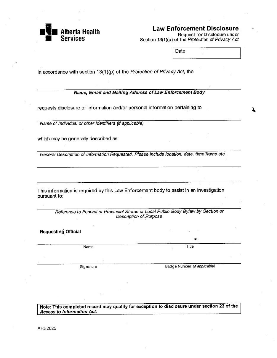 Law Enforcement Disclosure form thumbnail